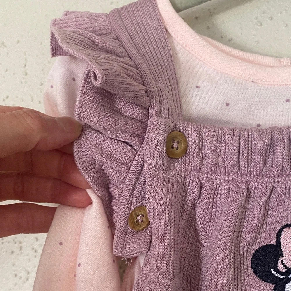 Disney Baby Minnie Mouse 2pc Outfit 18M NWT Pink Ruffle Set - Picture 5 of 14